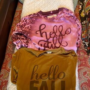 LuLaRoe Purple and Brown Hello Fall Sweatshirts
